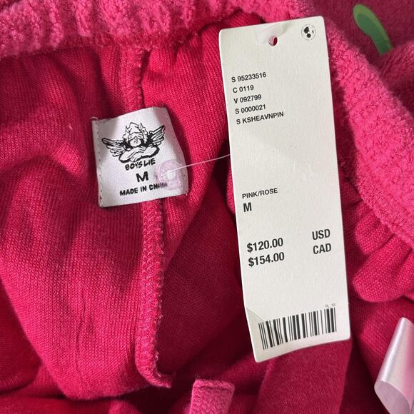 Boys Lie Sweatpants Womens Medium Made In Heaven No Angel Joggers Pants Pink Y2K - Picture 3 of 14